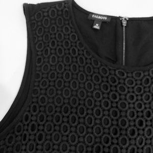 Talbots Black Top with front eyelet overlay Size: M